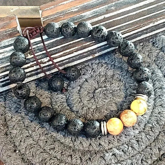 Handcrafted Chakra Bracelet Yellow Aqua Terra Jasp - Picture 5 of 8